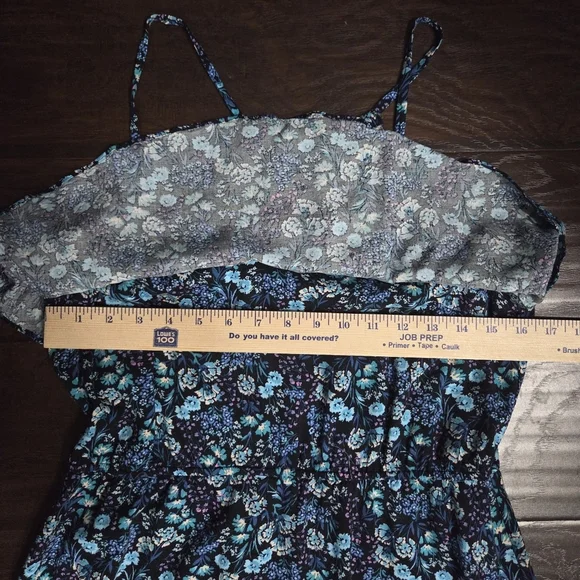 Lauren Conrad Floral Blue Maxi Dress Size L - Picture 12 of 14